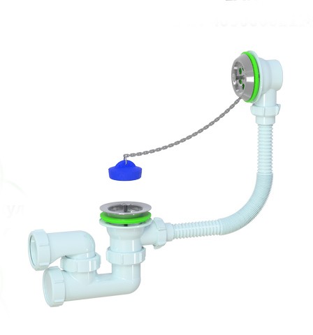 Akvater Сифон регулируемый для ванны с выпуском и переливом с гт 40х40/50, V255